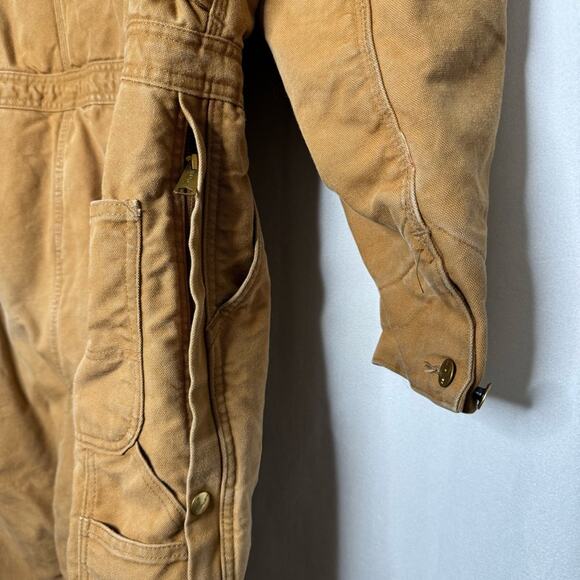 CARHARTT / vintage tan duck canvas fully quilt lined workwear coveralls / 48R - Picture 14 of 16